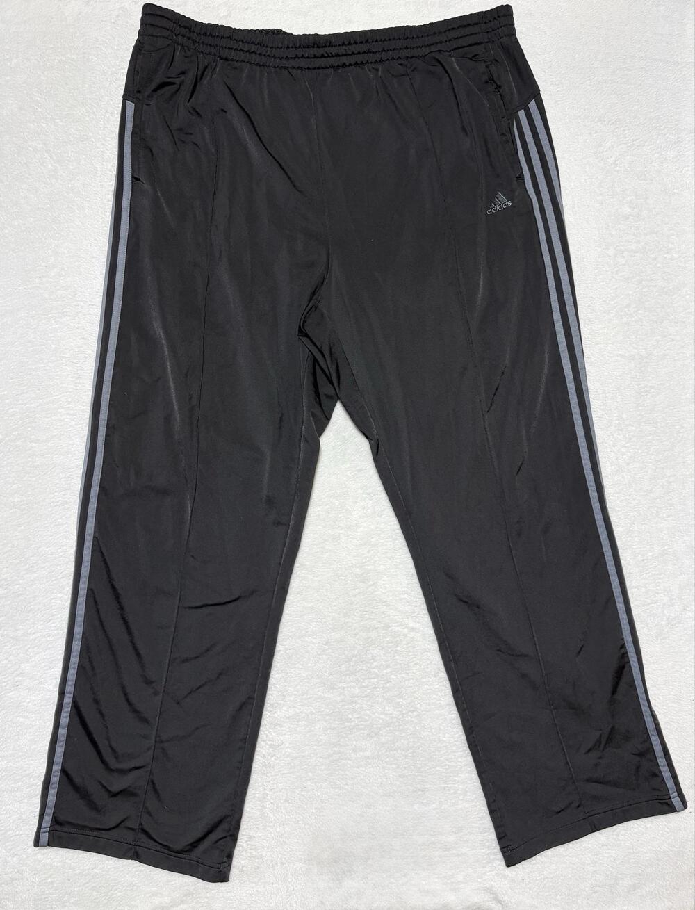Adidas Pants Mens 2XL Black Track Pants Drawstring Elastic Waist Pockets